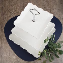 Блюдо 3-х ярусное " " 25*25/20*20/15*15см. h=36 см. (фарфор) (подарочная упаковка)