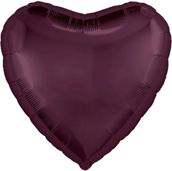 Фигурный шар из фольги с гелием в виде темно-бордового сердца цвета черешни