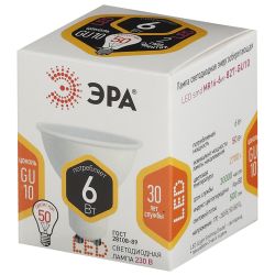 Лампа светодиодная ЭРА STD LED MR16-6W-827-GU10 6Вт софит теплый белый свет GU10 | Лампы cветодиодные Точечные (Софиты) (MR, PAR)