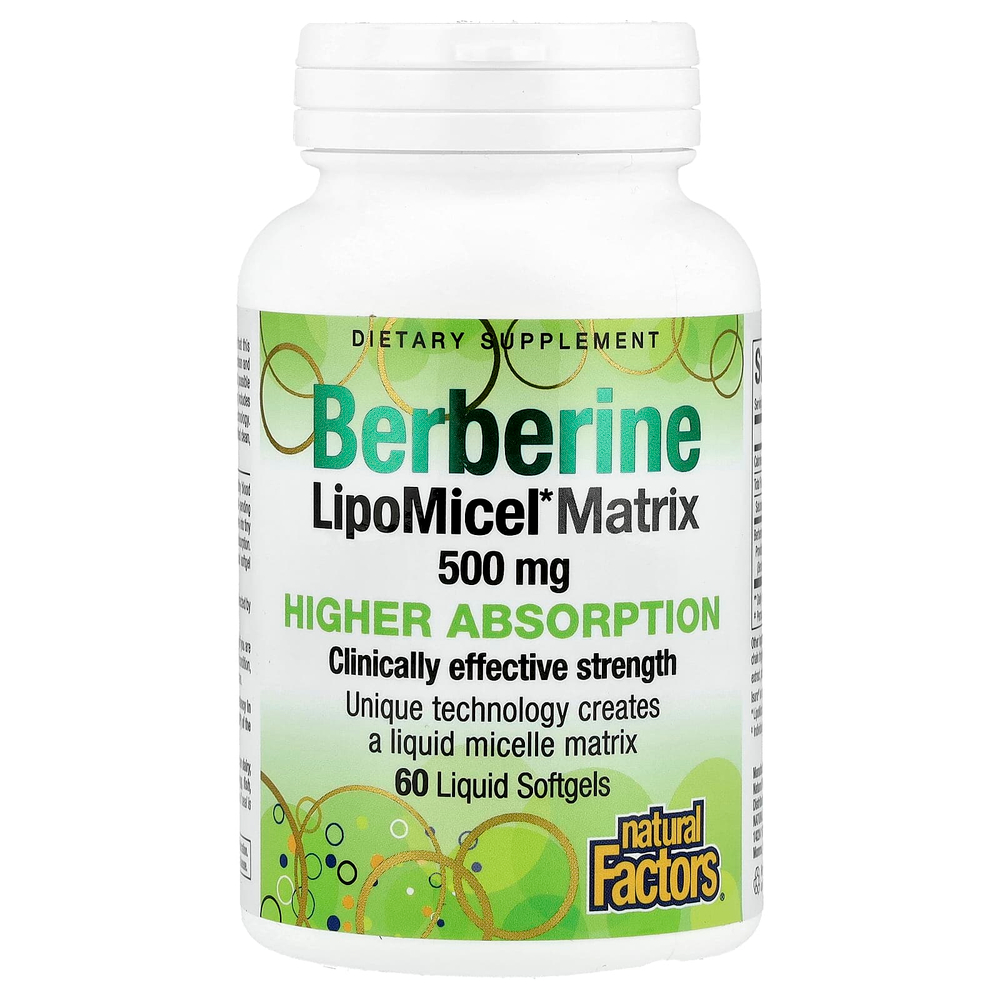 Natural Factors, берберин LipoMicel Matrix, 60 капсул