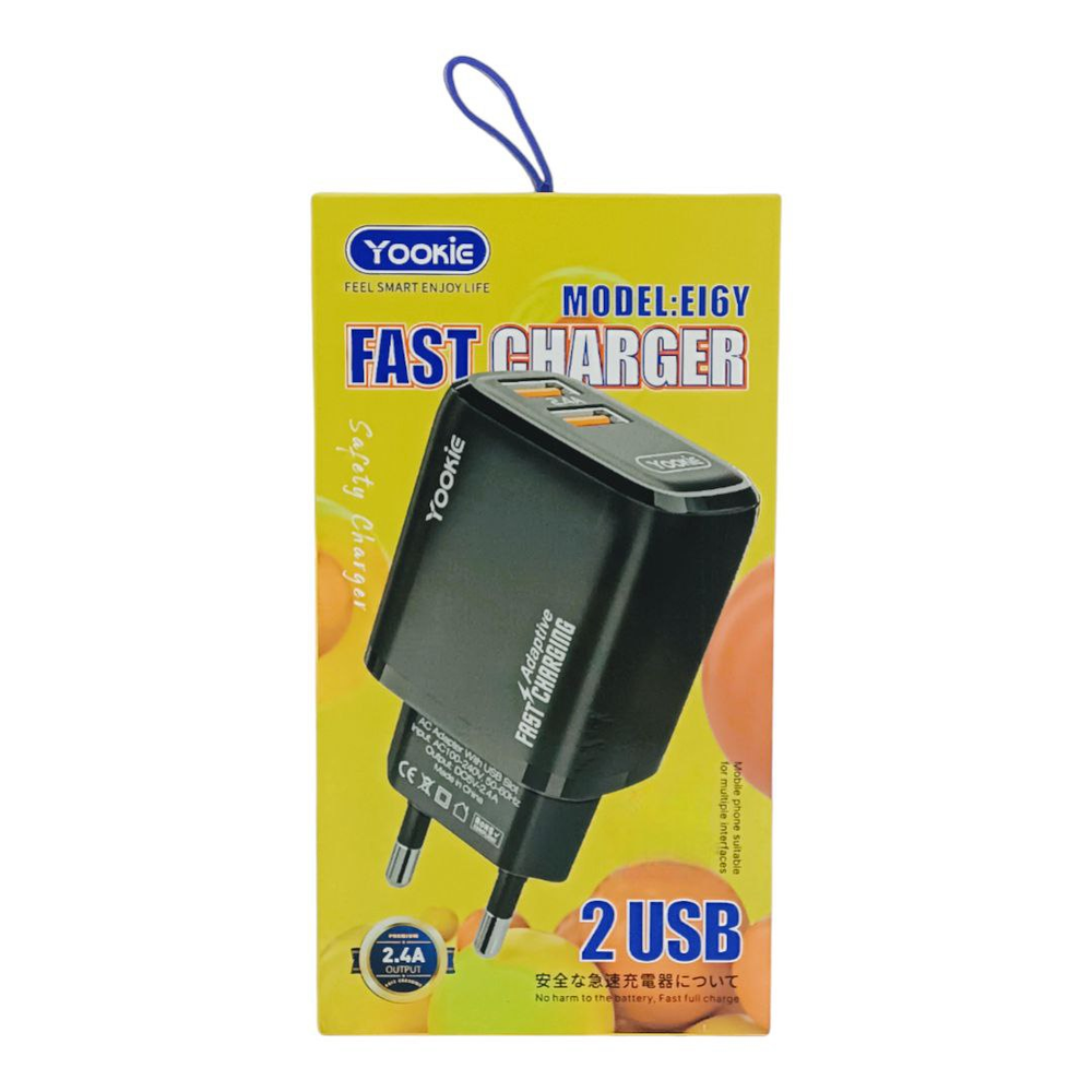 Зарядное устройство СЗУ Yookie EI6Y fast charger 2 USB 2,4A с кабелем Lightning