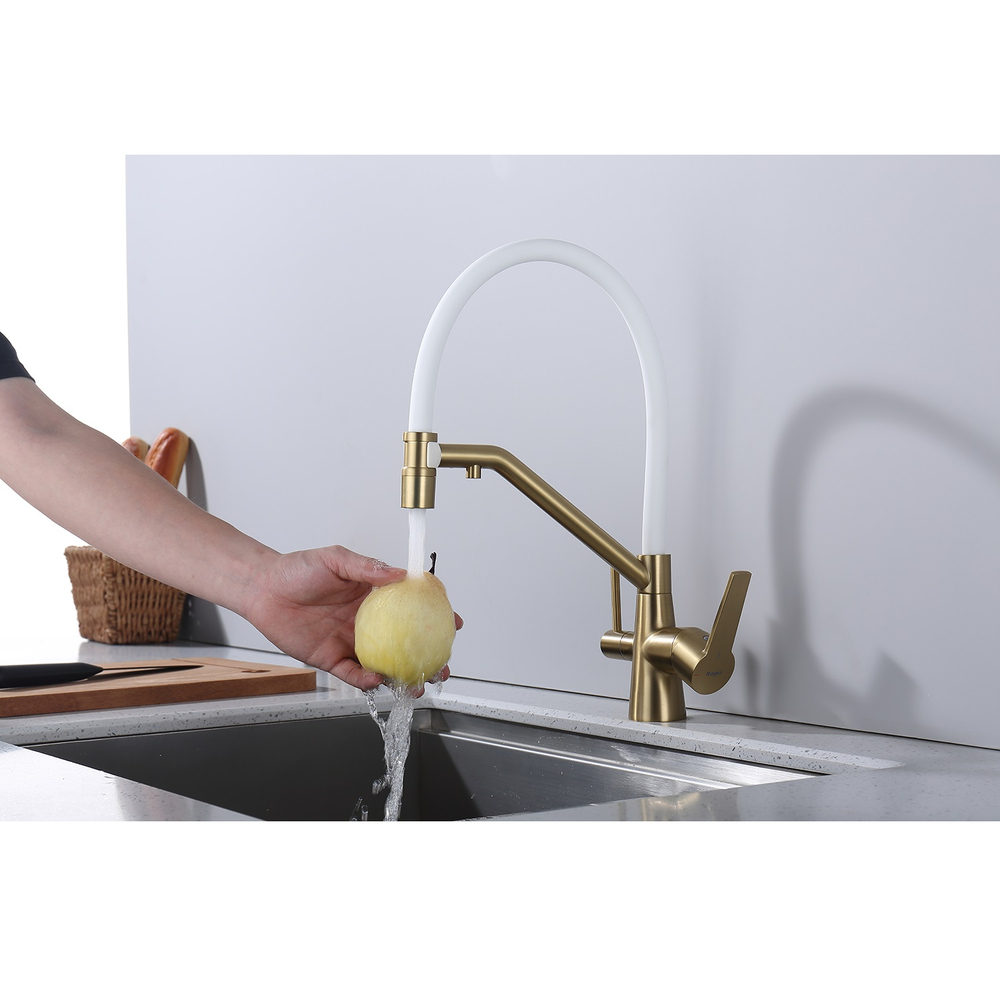 Смеситель для кухни с подключением фильтра Raglo R80.62.03, золотой сатин