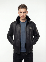 KHIMEONE Мужская дубленка-пилот из натуральной овчины (Premium Quality)