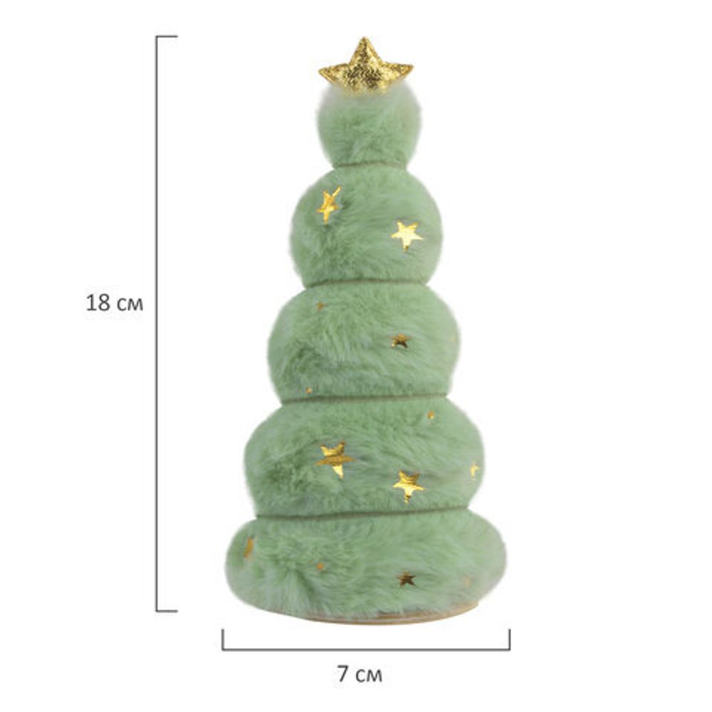 Украшение новогоднее интерьерное, 18 см, "Пушистая елочка", полиэстер, пенопласт, ЗОЛОТАЯ СКАЗКА, 592565