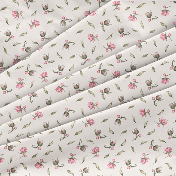 Ткань Бязь Премиум — «Розовый сад мелкий»