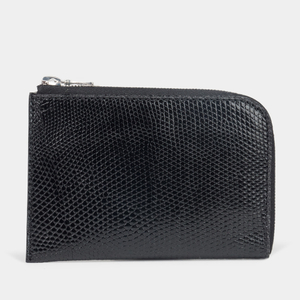 Мини-кошелек Aven из кожи ящерицы черного цвета