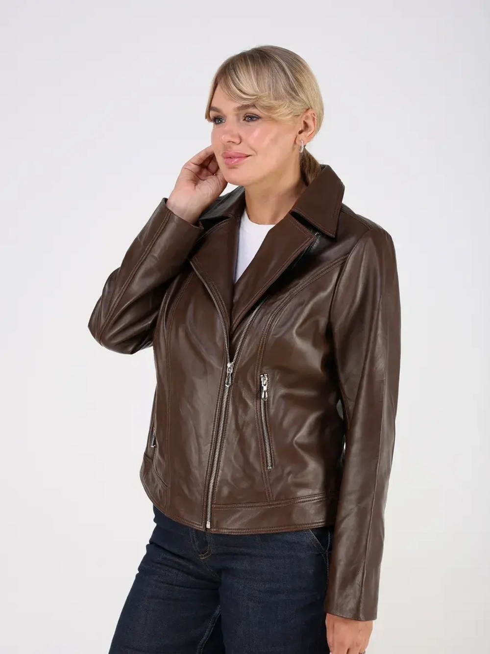 Кожаная куртка демисезонная косуха оверсайз