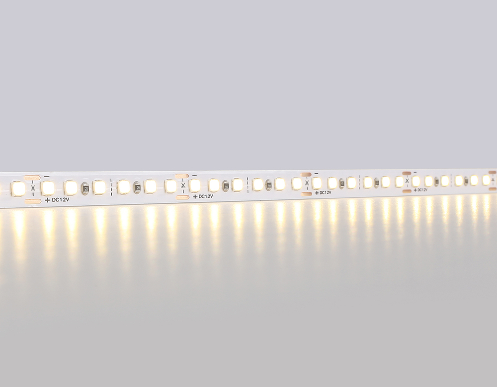 Светодиодная лента GS1301 2835 180Led/ 14.4W m/ 12V IP20 3000K/ 5000*8*1.2mm/ кратность резки 33mm (2 конт.)