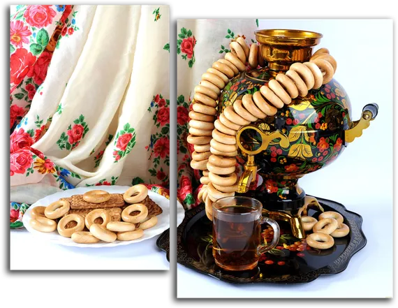 Модульная картина "Самовар и сушки"