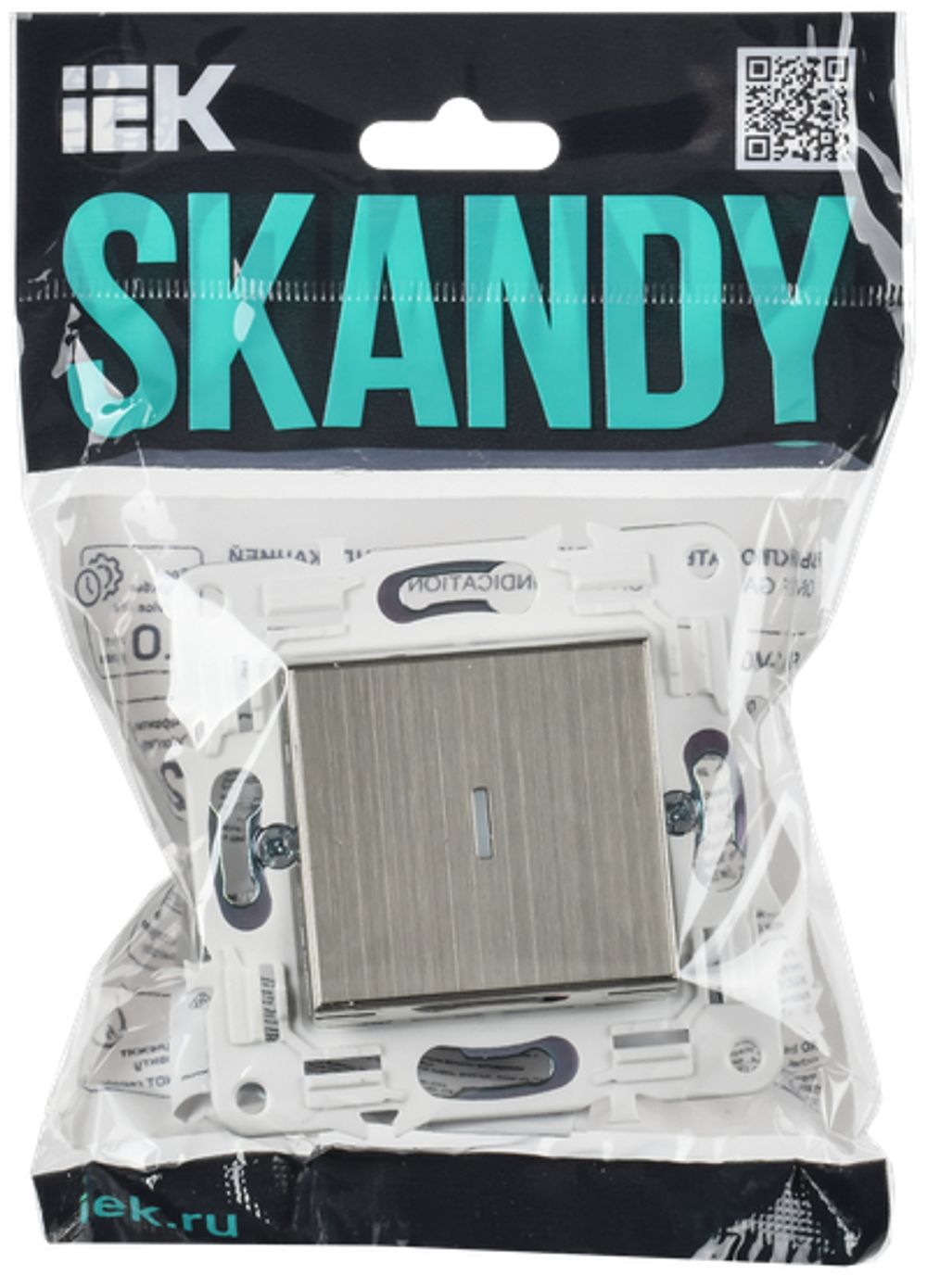 SKANDY Выключатель 1-клавишный с индикацией 10А SK-V07N металл никель IEK