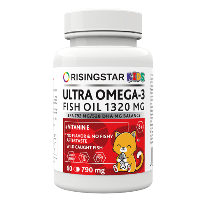 Омега-3 для детей, Ultra omega-3 fish oil 1320 mg, Risingstar, 60 капсул