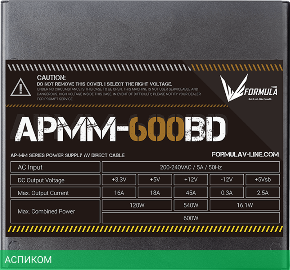 Блок питания Formula ATX 600W (APMM-600BD)