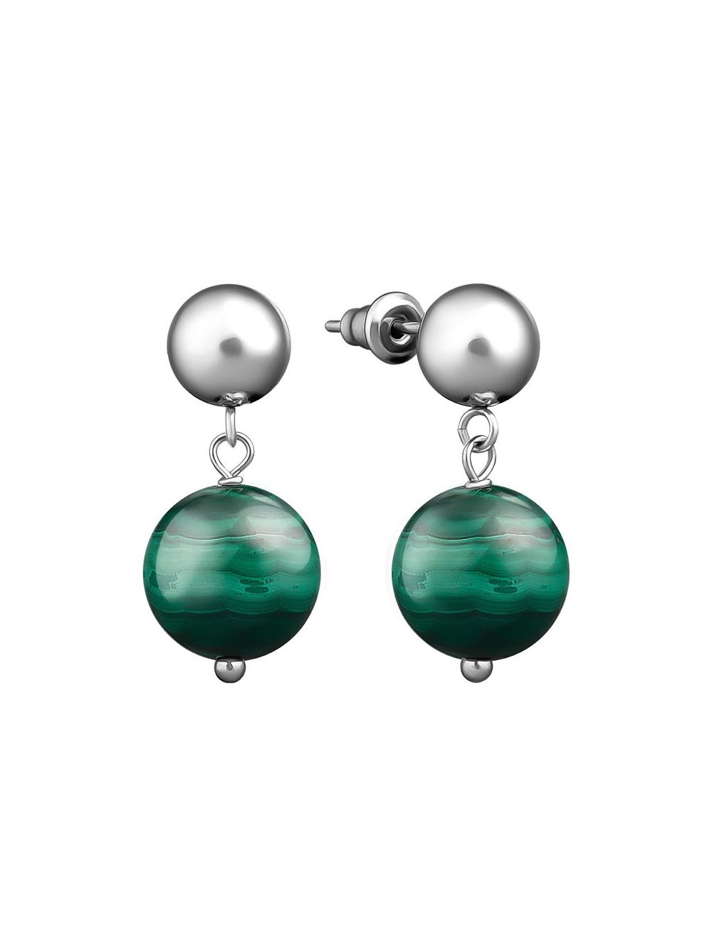Серьги База 8 с малахитом / Basic 8 green