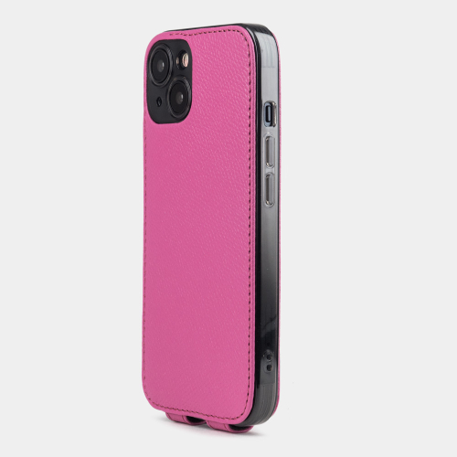 Чехол для iPhone 15 из кожи сафьяно, цвета фуксии