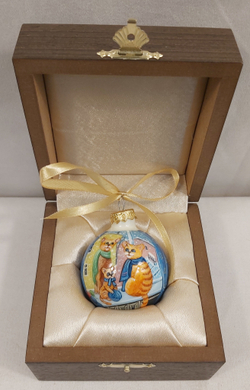 Шар новогодний с ручной росписью  Палех "Котики"