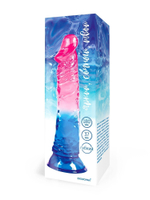 Яркий розово-синий фаллоимитатор с присоской (Цвет: розовый с синим)