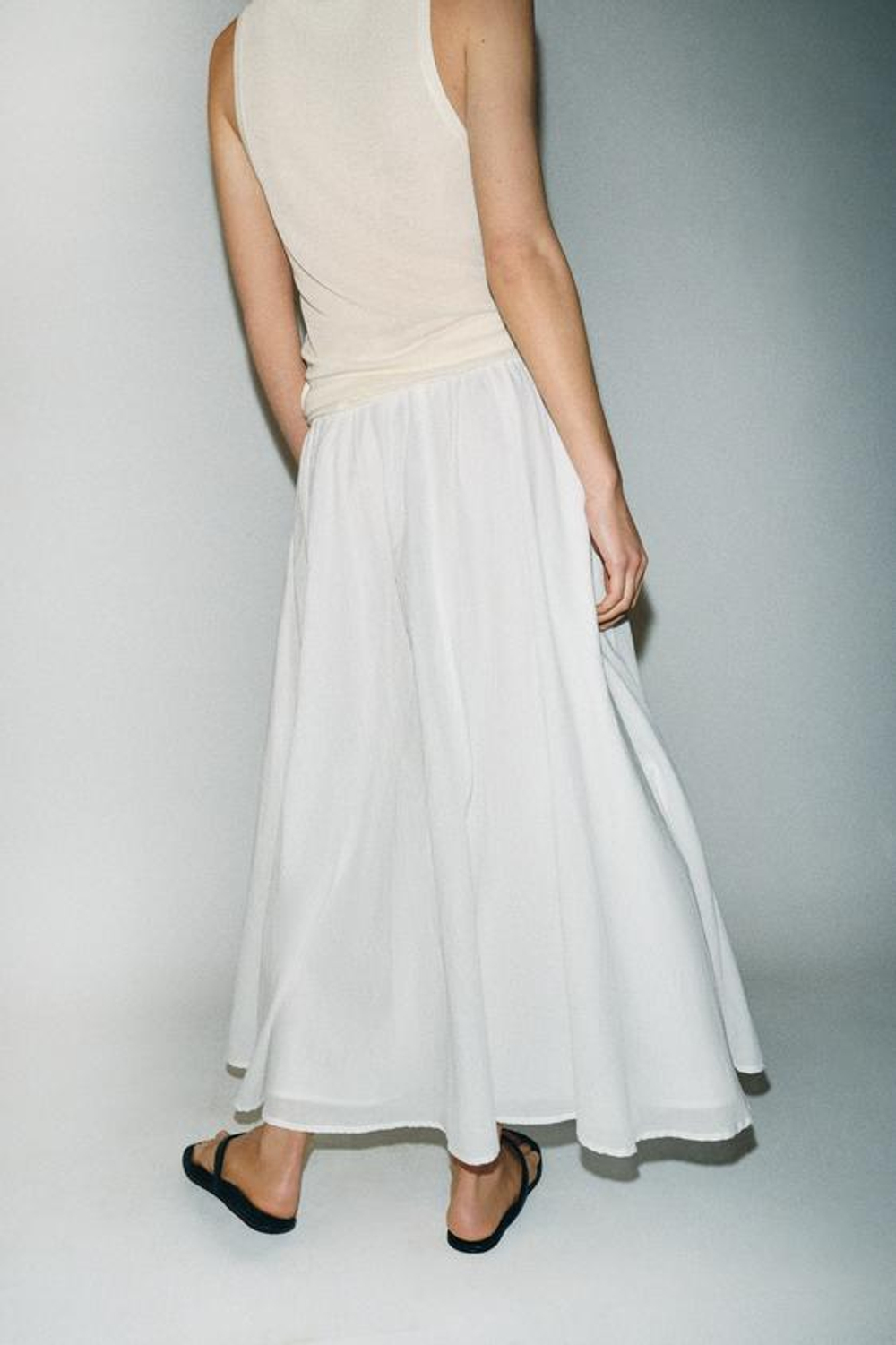ZARA ЮБКА-НАКИДКА МИДИ, БЕЛЫЙ