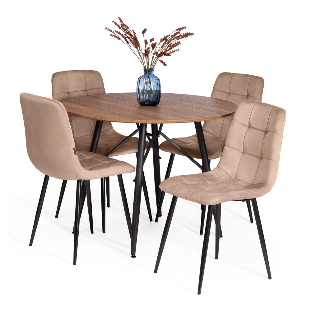 Стул CHILLY (mod. JSC-220) Велюр/металл , 44,5х52,5х88 см, Beige (бежевый) HLR8 / черный (Комплект из 4 шт.)