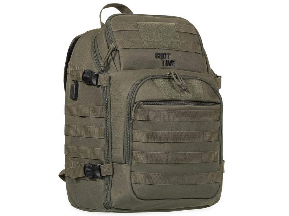 Рюкзак ShotTime Tactical 28л, ПВХ 600D, MOLLE, USB порт, 48х32х20 см, олива, 1100г ST-BP-230 15-OD