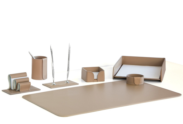 Настольный набор из кожи цвет cafe latte 7 предметов №8