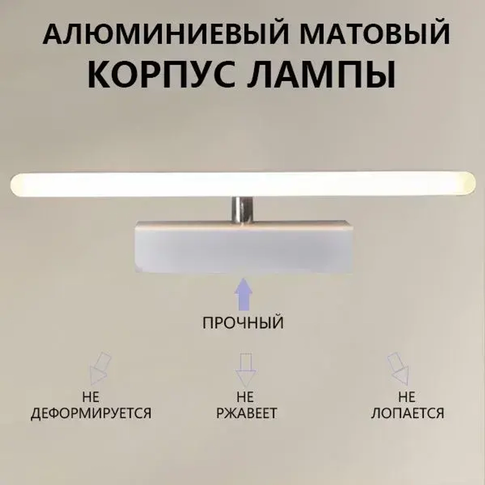 Светодиодный настенный светильник, трехцветный с затемнением, белый, крепежные винты