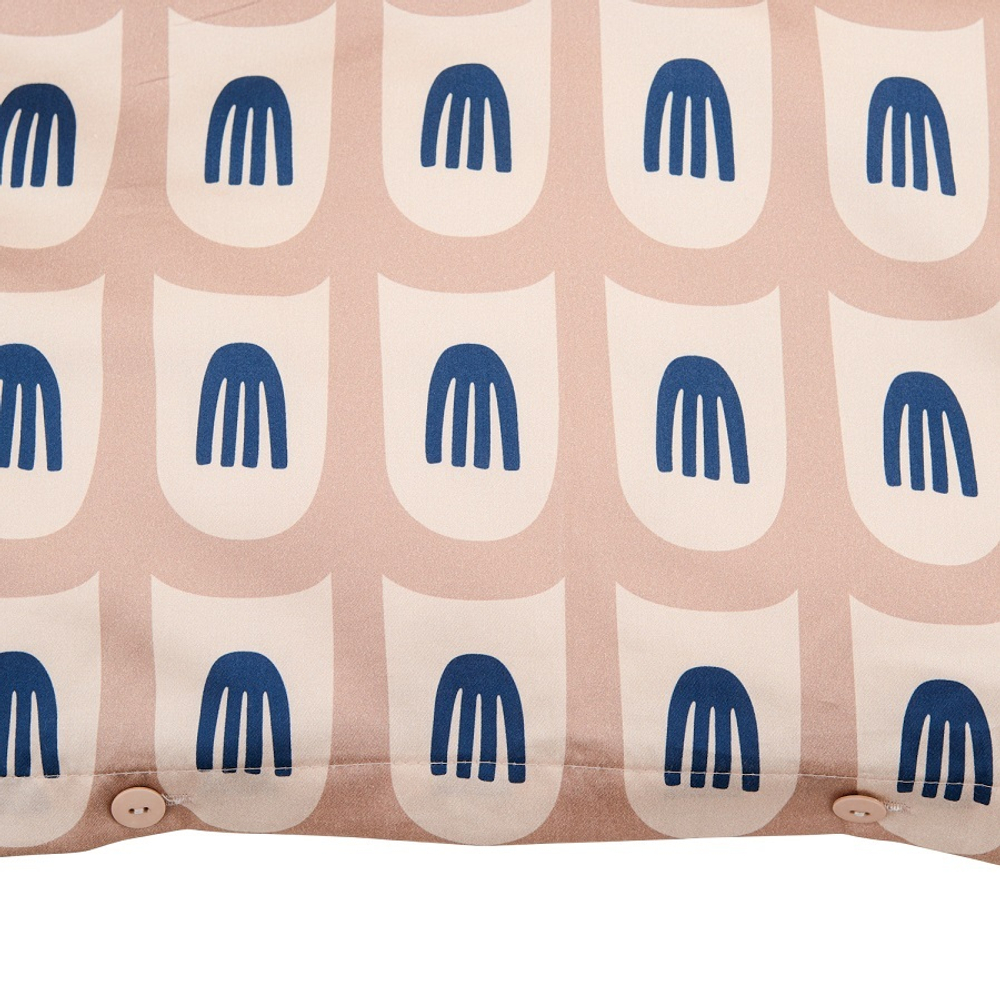 Комплект постельного белья двуспальный из сатина бежево-розового цвета с принтом blossom time из коллекции cuts&pieces