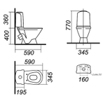 Унитаз-компакт "Classic Comfort" (кос,ниж, 2кн.Oliveira,сид.дюро м/лифт, clip up) (Sanita Luxe)