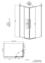 Душевое ограждение Grossman Galaxy 1/2.K33.01.80.10.02-1/2.K33.01.11L.10.02 (80х110х195) раздвижная,хром,стекло шиншилла,2 места
