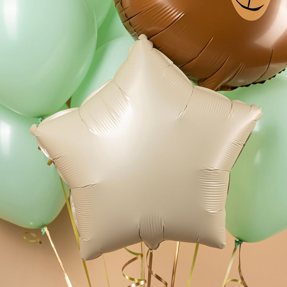 Шар (18''/46 см) Звезда, Кремовый, Сатин, 1 шт.