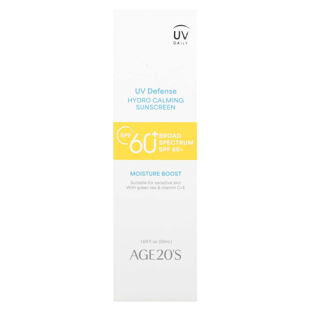AGE20'S, UV Defense, увлажняющее, успокаивающее солнцезащитное средство, SPF 60+, 50 мл (1,69 жидк. Унции)
