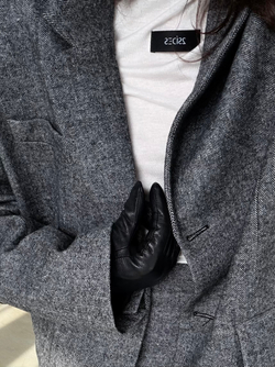 Пальто пиджак серое в елочку