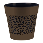 Кашпо для цветов пластиковое 8,3л d-22,5см «Блоссом» Трюфель/Чёрный