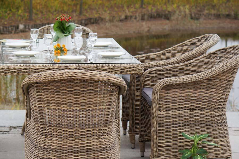 "Эспрессо" обеденная группа плетеная, цвет соломенный