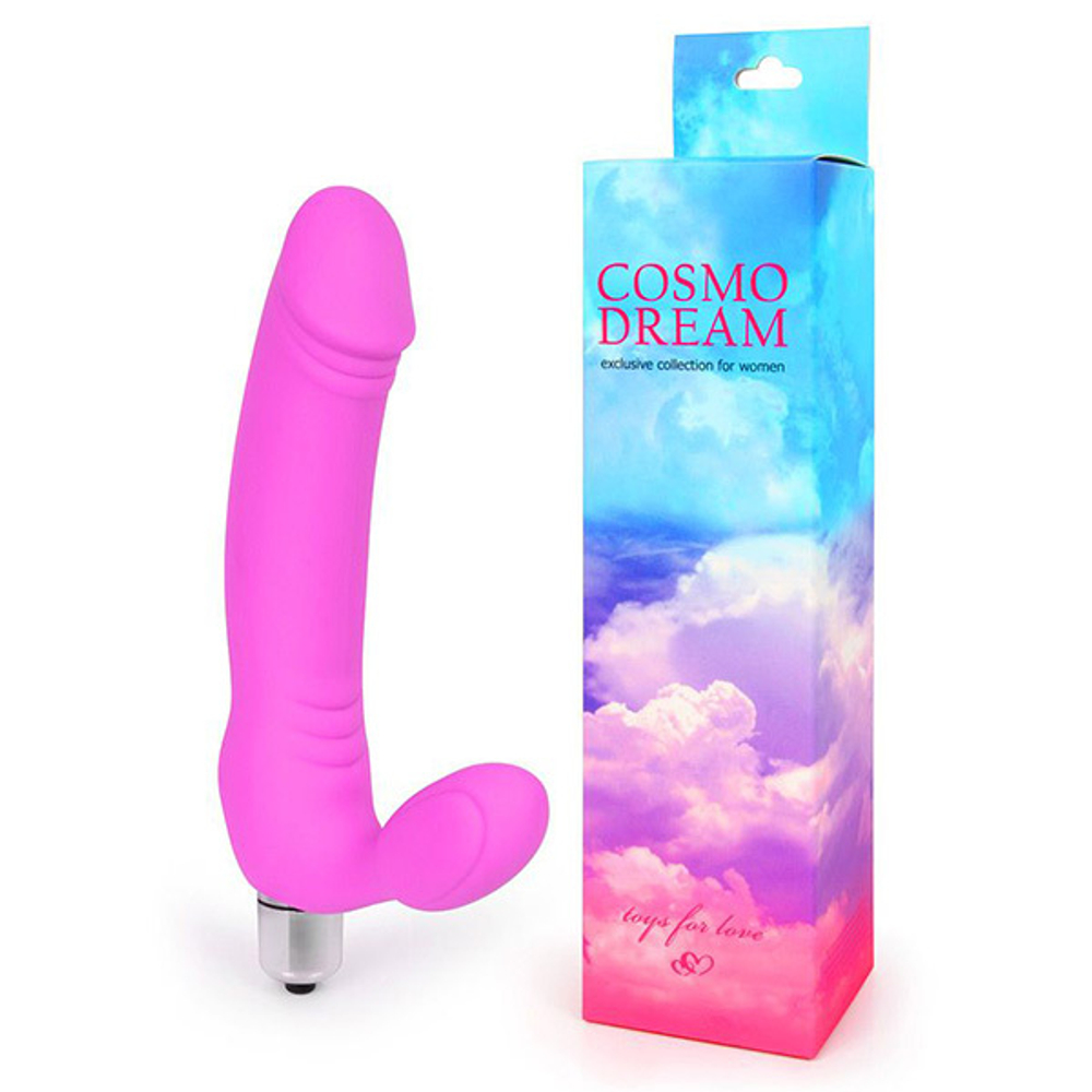 Розовый силиконовый вибромассажер-реалистик 14,5см Bior Toys Cosmo WSL-15011