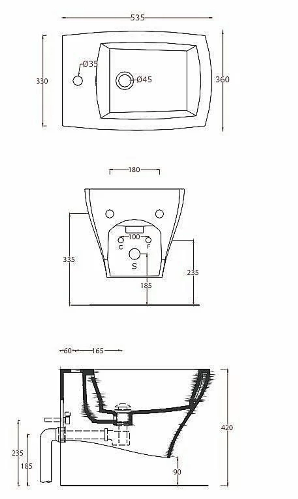 Биде подвесное ARTCERAM Jazz JZB001 05 00 bi matt*1 белое
