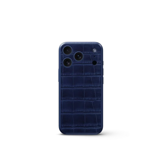 Чехол для iPhone на магните - Натуральная кожа - Тёмно-синий