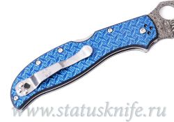 Нож Spyderco C258GFBLP Stretch Blue Nishijin Damascus Bladeфотография - 5