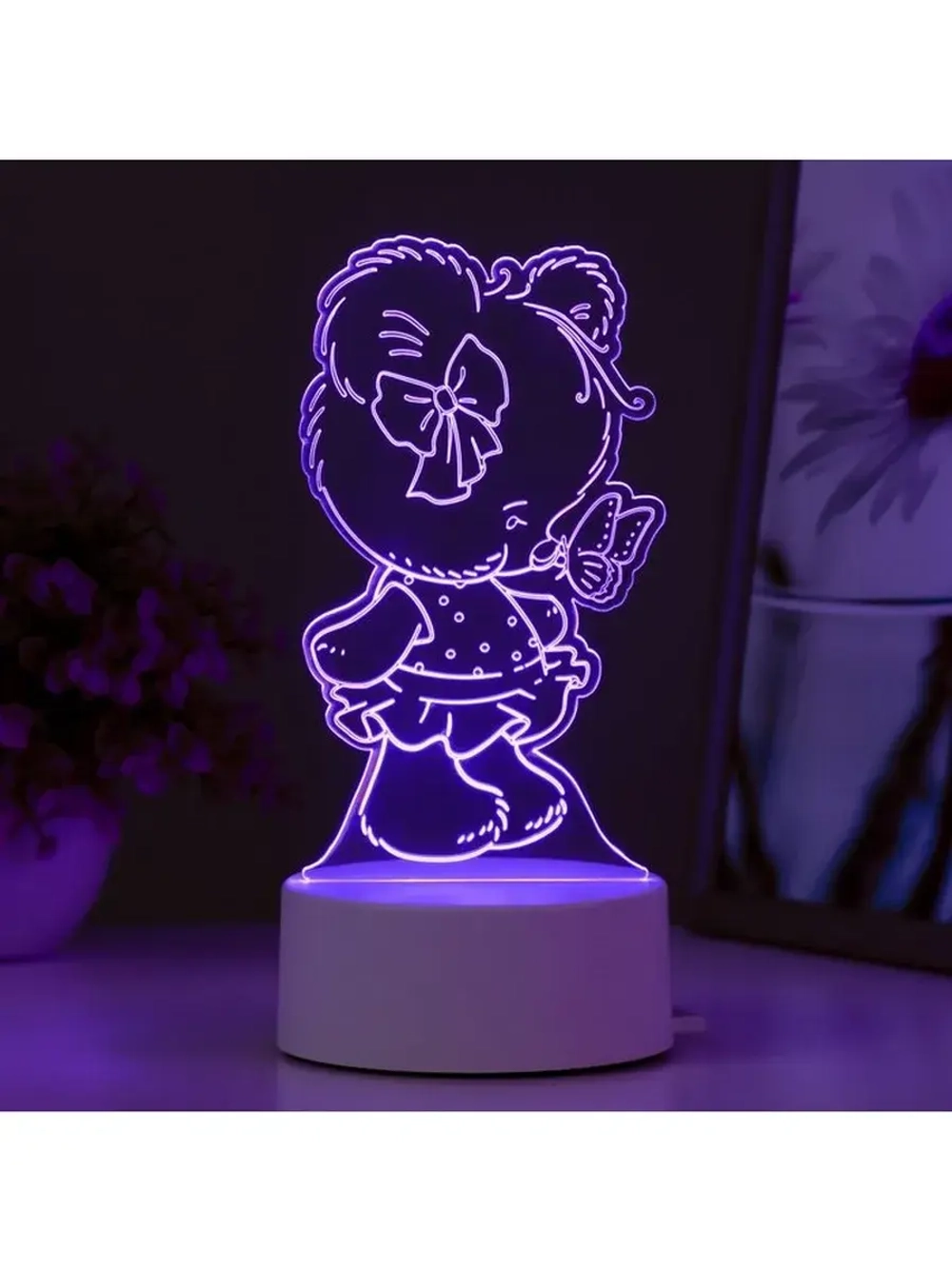 Светильник 3D ночник RISALUX «Медвежонок», LED RGB, от сети,