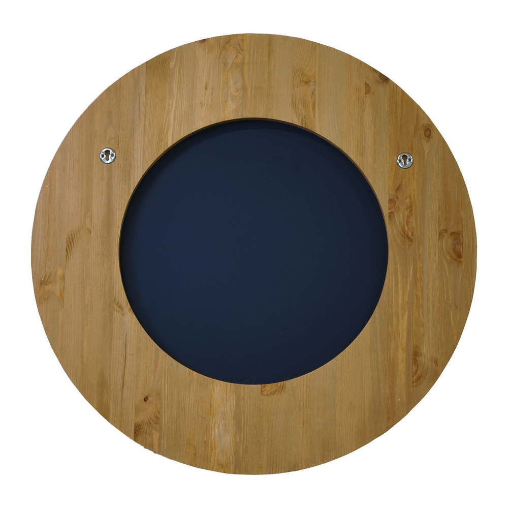 Зеркало настенное круглое Пиафорте 81х81 см с деревянной рамой / зеркало в прихожую из массива сосны, цвет орех