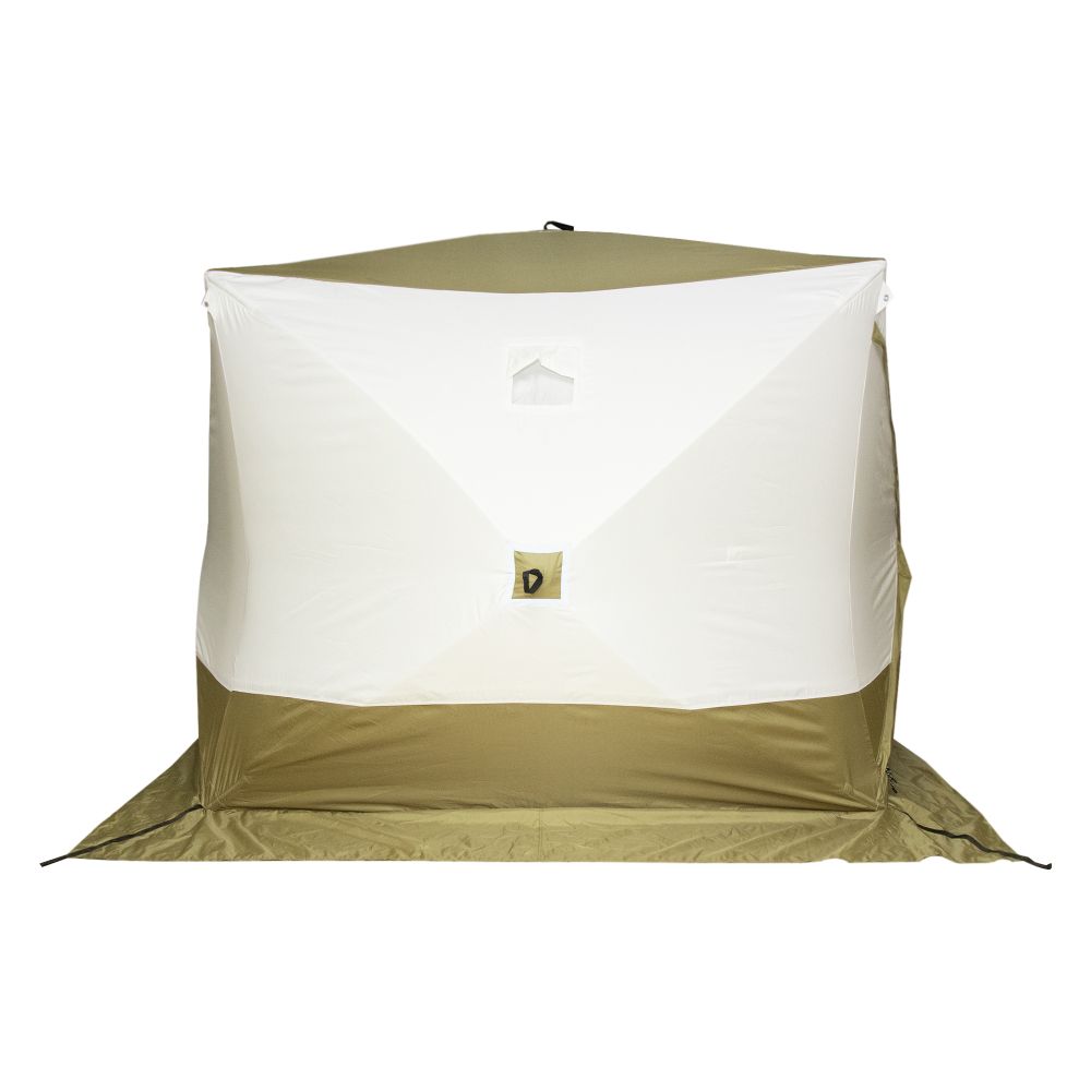 Палатка зимняя куб СЛЕДОПЫТ &quot;Premium Long&quot; 2,35х2,0 м, S по полу 4,7 кв.м, 3 слоя, цв. оливковый/бел