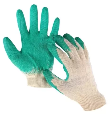 Перчатки хлопчато-бумажные с латексным покрытием зеленые