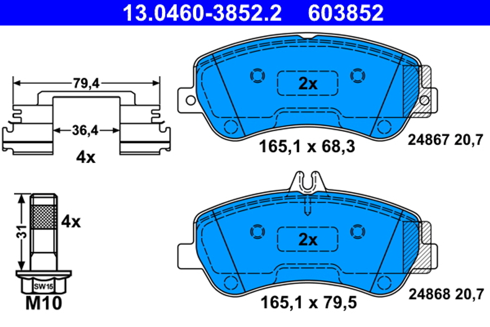 ATE - 13046038522-ATE - Brake Pad Set, disc brake
