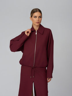 Женский бордовый бомбер на молнии