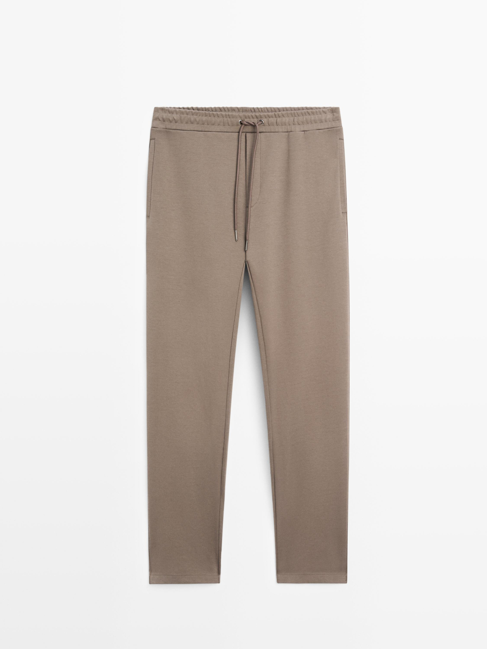 Massimo Dutti Спортивные брюки-джоггеры из смесовой хлопковой ткани, хаки