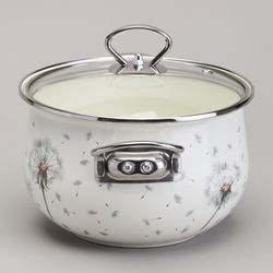 КАСТРЮЛЯ AGNESS ЭМАЛИРОВАННАЯ СО СТЕКЛЯННОЙ КРЫШКОЙ СЕРИЯ "DANDELION", 2,8 Л ДИА. 20СМ