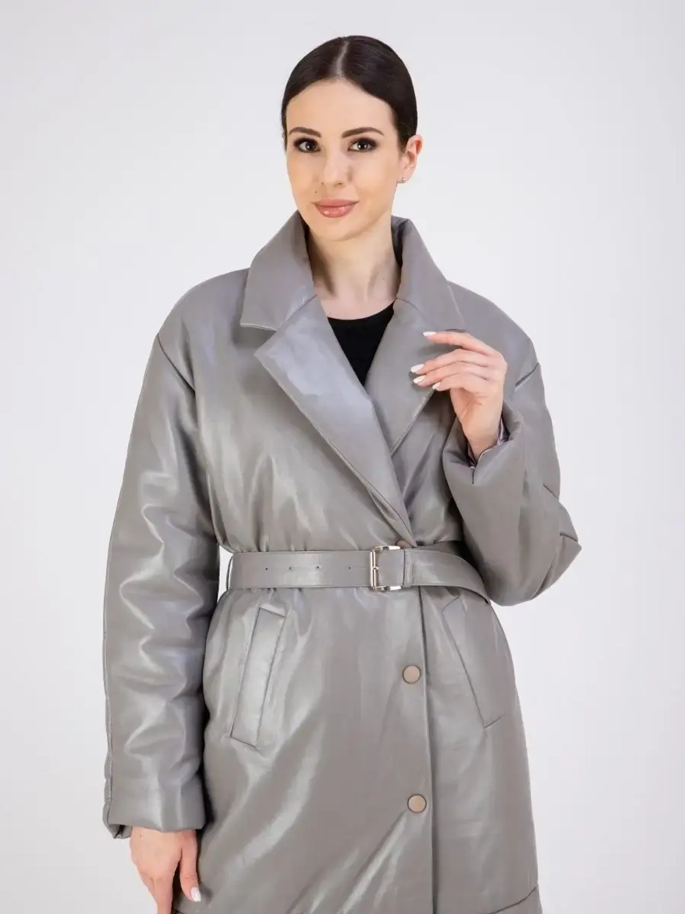 Пальто кожаное из натуральной кожи