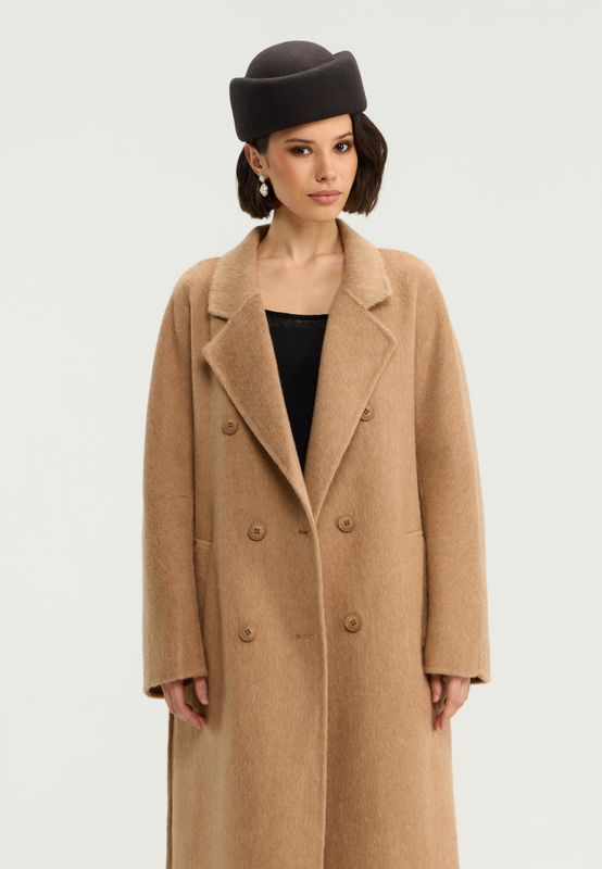 Пальто кашемировое двубортное длинное