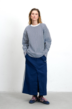 Лонгслив из рубашечной ткани в полоску