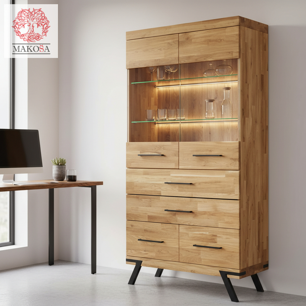 Шкаф-витрина Флеверс из массива дуба