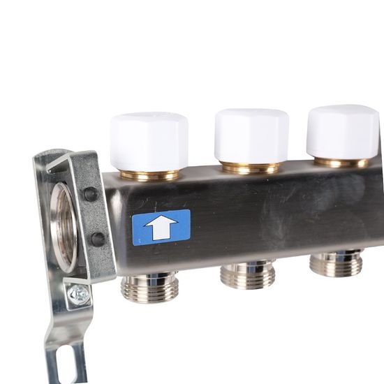Коллектор Rommer 1"x3/4" на 11 контуров с запорными клапанами (нерж. сталь) RMS-3200-000011